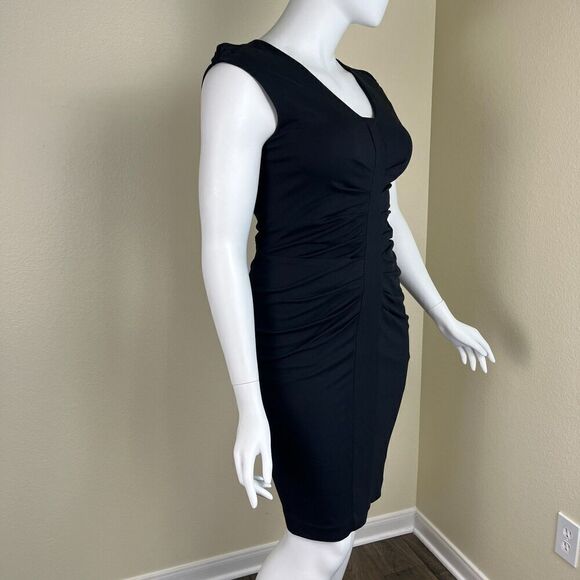 Iris Setlakwe Women's Size 10 Black Ruched Cap Sleeves Bodycon Sheath Dress - Picture 8 of 16